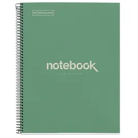 Miquelrius - A4 Recycling-Notizbuch, 80 Blatt 80 g/m2, 5x5 mm kariert, Notizbuch aus Recyclingpapier (Post-Consumer-Recycling), 1 Farbstreifen, 4-fach gelocht, Recycling-Umschlag, ECO Minze