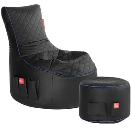 GAMEWAREZ Gaming Sitzsack Bundle Classic - Arctic Hurricane (Schwarz/Blau)