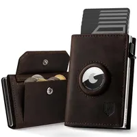 DODENSHA® Airtag Wallet Herren mit XL Münzfach I MagSnap Kartenetui Herren I Smart Airtag Wallet für 10+ Karten I Geldbörse Herren mit RFID Schutz I Portmonee Herren mit AirTag* Fach I BrownSilver
