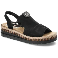 Schwarze Sandalen Rieker Flache Schuhe, 36