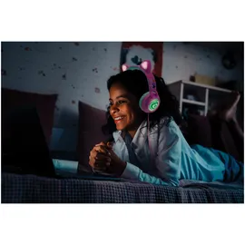Lexibook Lexibook, Barbie, 2-in-1 kabellose, Kopfhörer mit Katzenohren, Lichteffekte, Stereosound, Bluetooth & Kabel, faltbar, verstellbar, LED-Leuchten, Pink, HPBTKTBB