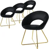 ML-Design Esszimmerstühle 4er Set Samt Schwarz, runder Rückenlehne, Polsterstuhl