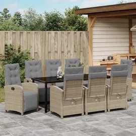 vidaXL Garten Essgruppe 9-tlg. Beige