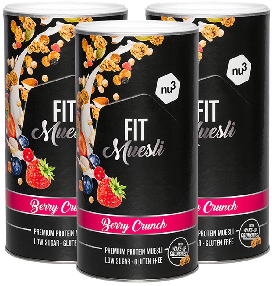 nu3 FIT Protein Muesli, Berry Crunch 3x450 g Muesli