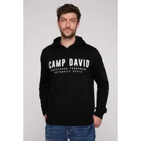 CAMP DAVID Kapuzensweatshirt mit Logo-Print, schwarz