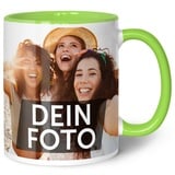 GRAVURZEILE Tasse zum selbst gestalten - Personalisiert mit eigenem Foto - Lebensmittelecht - Spülmaschinenfest - Mikrowellengeeignet - Fototasse Werbetasse oder Firmentasse mit Logo - Hellgrün