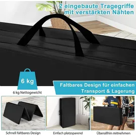 Costway 240 x 120 x 5 cm Weichbodenmatte, Gymnastikmatte Yogamatte mit 2 Tragegriffe, Turnmatte, Klappmatte, Fitnessm... - Schwarz