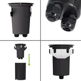 SSC-LUXon 4er Set JUAVI Bodeneinbauleuchte aussen IP67 - Bodenstrahler schwarz rund 230V befahrbar für GU10 (separat erhältlich)