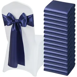 VEVOR Satin-Stuhlschärpen mit Schleifen (275x17 cm) 50 Stk. Stuhlbänder zum Binden, Stuhlbänder für Hochzeiten Partys Dekorationen Veranstaltungen Bankettstuhlbezüge, Stuhlschleifen Marineblau
