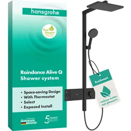 Hansgrohe Raindance Alive Q Duschsystem 210/340 1jet EcoSmart mit ShowerSelect Comfort, Mattschwarz