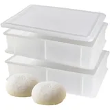 CookandSupply Gärbox für Pizza und Brot - Lebensmittelechte Teigbehälter - Made in Italy - 2 Stapelbare Boxen 40x30x10 cm + 1 Deckel