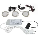 L&S 3-er Set Einbauleuchte Chip Warmweiß 12 V 12 W Rahmenfarbe Edelstahloptik L&S