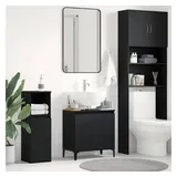 vidaXL Waschbeckenschrank mit Tür Schwarz Eichen-Optik 58 x 33 x 60 cm