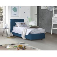 Einzelbett Clarissa, Containerbett mit Stoffbespannung, 100% Made in Italy, Frontöffnung, passend für Matratze 80x190 cm, Blau - Blau