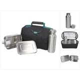 Makita Toolbrothers Lunchpaket mit Makita Isoliertasche + Toolbrothers Fan Edelstahl Brotdose mit Trennfächern und Edelstahldeckel 1200 ml + Edelstahl Trinkflasche 500 ml