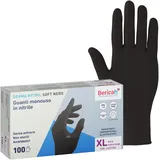 Bericah, Derma Nytril Soft schwarz, Nitrilhandschuhe, puderfrei, Größe XL, 100 Stück