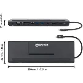 Manhattan USB-C 11-in-1-Dockingstation MST für drei Monitore
