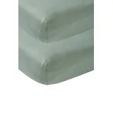 Meyco 565222 Jersey Spannbetttuch, 2er-Pack, 70x140/150 cm (Kinderbett), Stone Green 100% Baumwolle