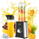 7MAGIC Mixer, 300W Mini Standmixer & Smoothie Maker mit 2x570ml Flaschen BPA frei Tritan, Tragbarer Mixer Smoothie Maker aus Edelstahl 4-Blatt für... - Schwarz