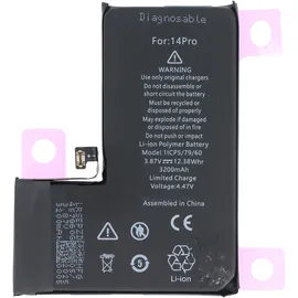 AccuCell Akku passend für Apple iPhone 14 Pro, diagnostizierbar, Li-Polymer, 3,87V, 3200mAh, 12,38Wh, ohne Werkzeug