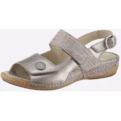 Sandalette WALDLÄUFER, Damen, Gr. 6, silber (silberfarben), Nubukleder, Nubukleder, Schuhe