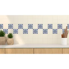 OTTO home Fliesenaufkleber blaue Ornamente 15cm x 15cm 12 Stück