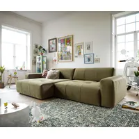 DeLife Ecksofa Lazaro 300x160 cm Samt Olive Ottomane links mit Sitztiefenverstellung,