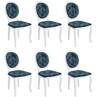 Casa Padrino Esszimmerstuhl Barock Esszimmerstuhl Set Blau / Weiß - 6 Handgefertigte Küchen Stühle im Barockstil - Barock Esszimmer Möbel
