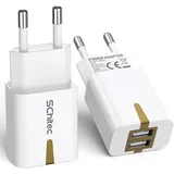 SCHITEC USB Netzteil USB Stecker, 2 Pack USB Ladegerät 2 Port 5V / 2.1A USB Handy Ladeadapter/Ladestecker für iPhone 11 X 8 7 Samsung Galaxy S10 S9 S8 Huawei LG Tablet Kindle und mehr