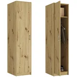 home collective Kleiderschrank mit 1 Tür, mit Kleiderstange und Einlegeboden 42x55x180 cm, Artisan