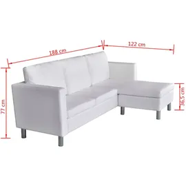 vidaXL Modulsofa 3-Sitzer Kunstleder Weiß