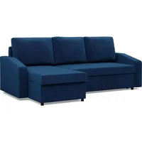 Ecksofa mit Schlaffunktion, Dunkelblau - Blau