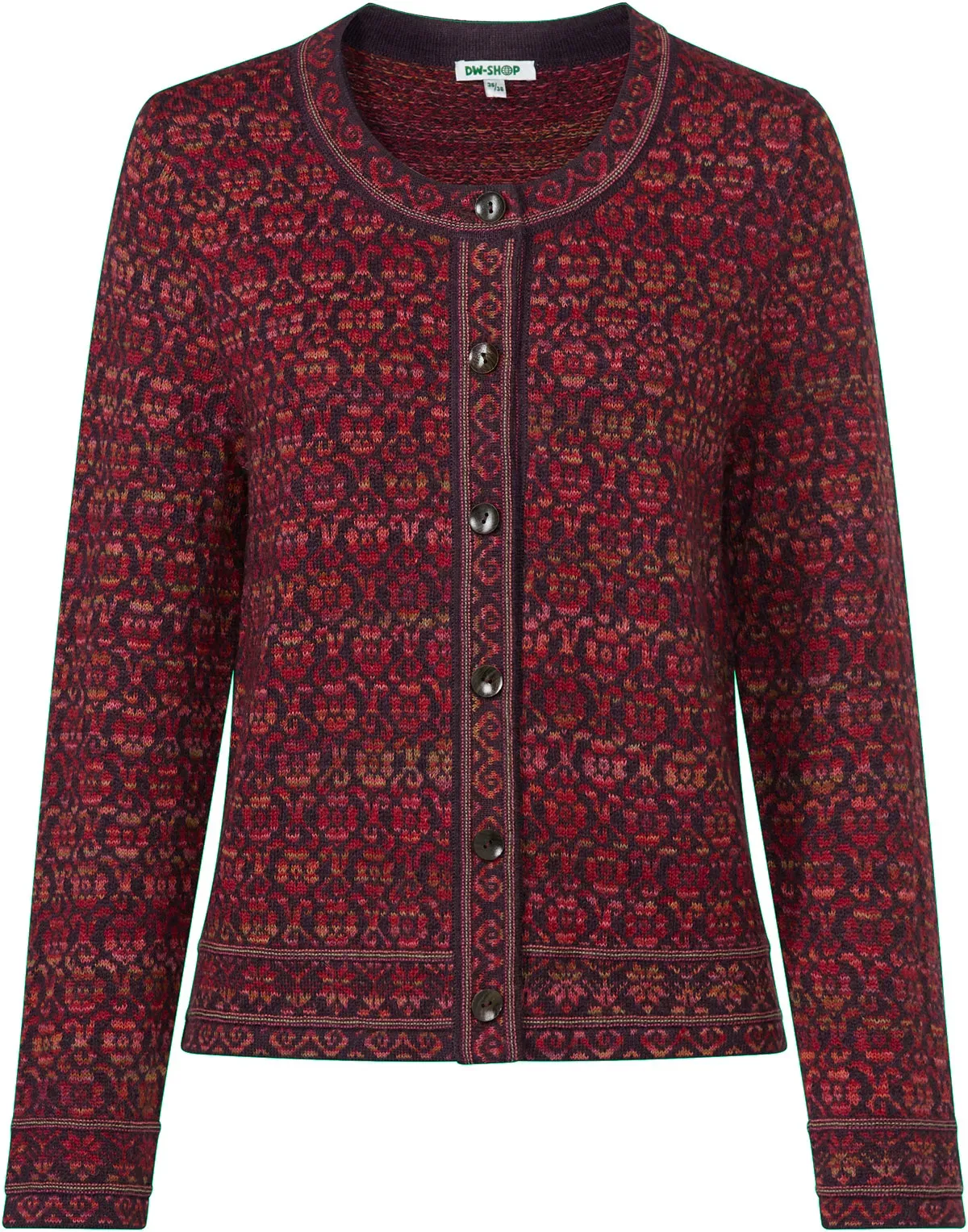 Alpaka-Strickjacke, Jacquard pflaume, 40/42