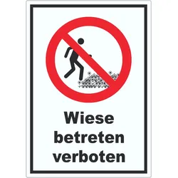Wiese betreten verboten Aufkleber A8 (52x74mm)