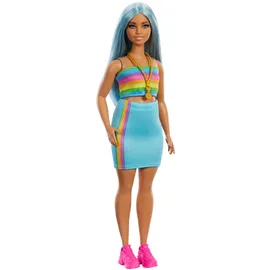 Barbie Fashionista Puppe Nr. 218 mit Langen blauen Haaren (HRH16)