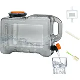 12 l Wasserkanister mit Wasserhahn, 17,6 x 26,2 x 40,1 cm, Campingwassertank mit Deckel, tragbarer Wassertank mit Wasserhahn, Wasserspeicher mit Wasserhahn, für Picknick, Wandern,