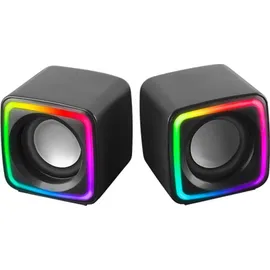 Mars Gaming MSCUBE, Kompakte 8W Gaming-Lautsprecher, Raumklang-DSP-Sound, RGB Active-Flow, Steuerbox, USB + 3,5mm Klinke, Schwarz