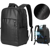 Lixada Reise-Rucksack mit Kš1hlventilator, 3 Windstufen, wasserdicht, Sport-Tagesrucksack mit USB-Anschluss, l?ssiger Laptop-Rucksack fš1r Ausf... - Schwarz