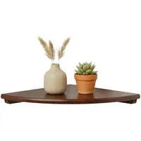 Relaxdays Eckregal, Wand Walnussholz, Wohnzimmer, Deko, Traglast: 5 kg, Bücherregal hängend, Dunkelbraun
