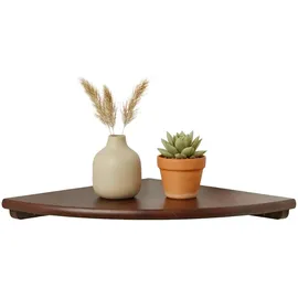 Relaxdays Eckregal, Wand Walnussholz, Wohnzimmer, Deko, Traglast: 5 kg, Bücherregal hängend, Dunkelbraun
