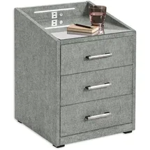 ed exciting design Nachtkonsole MOON mit LED-Beleuchtung und USB-Anschluss & USB-C-Anschluss grau