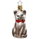 Inge-Glas® Christbaumschmuck, Schmusekätzchen grau 8,5cm (1-tlg), mundgeblasen, handbemalt grau