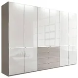 Wiemann Novel Kleiderschrank, Grau, Weiß, Metall, 6 Fächer, 4 Schubladen 300x216x58 cm, ISO 9001, Typenauswahl, umfangreiches Zubehör erhältlich, in verschiedenen Größen erhältlich, Schlafzimmer, Kleiderschränke, Drehtürenschränke