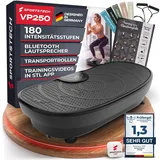 Sportstech Vibrationsplatte VP250 | Deutsche Qualitätsmarke | Curved Slim Design | Fettverbrennung & Muskelaufbau | leiser Motor mit 180 Stufen | 7+1 Trainingsprogramme inkl. Yoga | mit Bluetooth