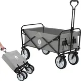 Miweba Faltbarer Bollerwagen MB-35 für Kinder | 120 Kg Traglast - Ziehstange - Klappbar - Handwagen faltbar - Transportwagen - Gartenwagen - Strandwagen - Faltwagen (Grau)