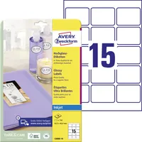 Avery Zweckform Etiketten mit Spezialbeschichtung, 63.5x46.6mm, weiß, 10 Blatt