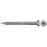 Fischer Terrassenschraube 5,0 x 80, Senkkopf, Teilgewinde, nicht rostender Stahl A2, Innenstern Torx-Antrieb, zum Verschrauben von Terrassenbeplankungen auf Holz-Unterkonstruktionen, 100 Stk