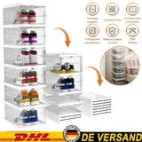 Boxen Schuhbox 6 Schichten Stapelbarer Schuhorganizer Kunststoffbox mit Deckel