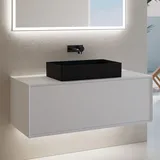 neoro n60 Unterschrank B: 120 cm mit 1 Auszug, Waschtisch schwarz matt, B: 120 BN0944BM+BN0757WM