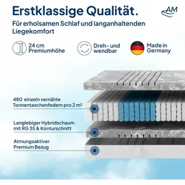 AM Qualitätsmatratzen 3D Deluxe 200 x 200 cm H4
